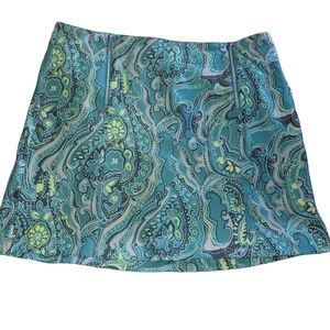 Lady Hagen Aqua and Green Paisley Activewear Skort 8